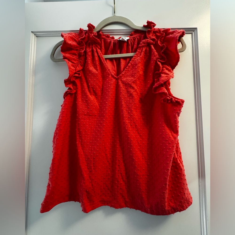 J. Crew Orange Ruffled Blouse